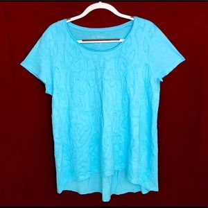 Chico’s Textural Cutwork Tee in Infinite Aqua